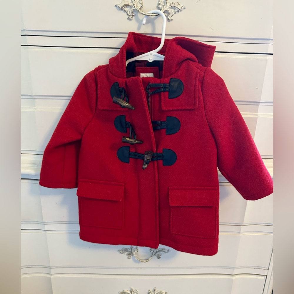 Baby Gap 12-18 mos red toggle closure wool pea coat (perfect for holidays!)